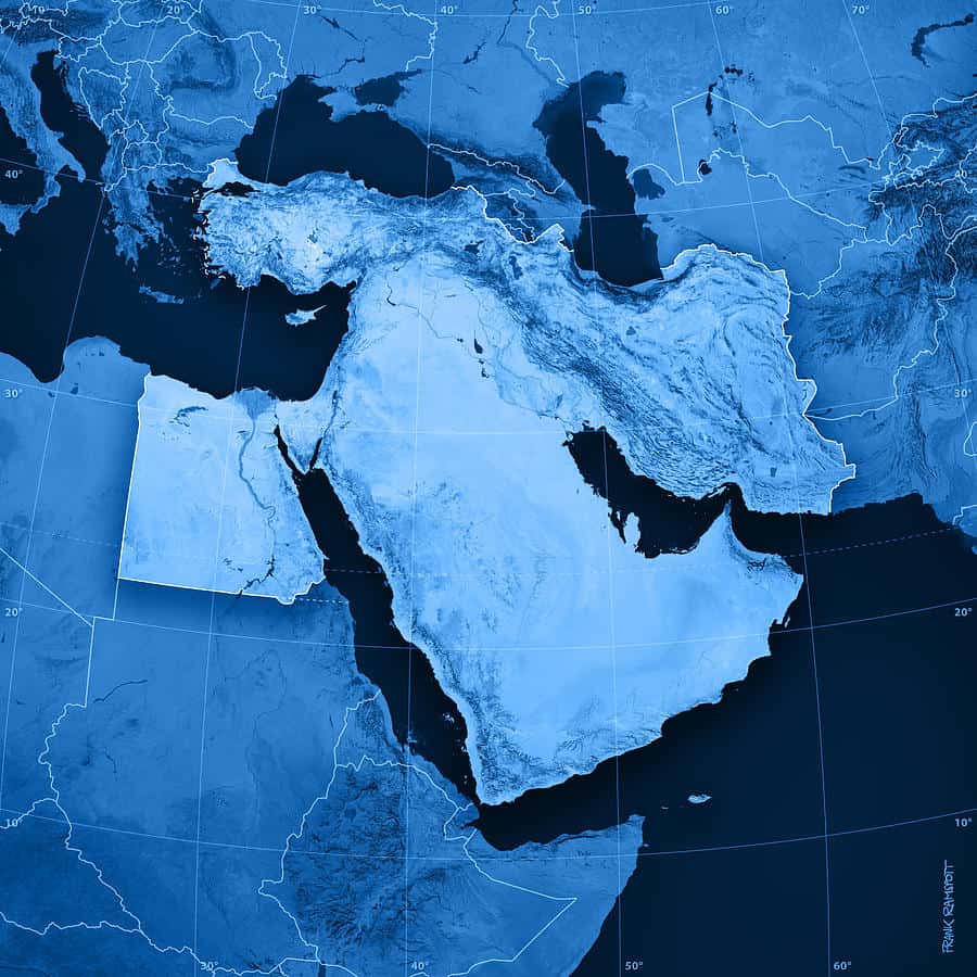 Middle east location on map